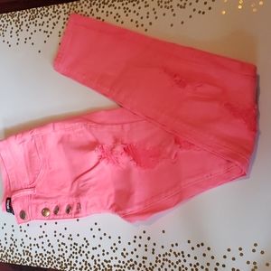 Women pink distressed jeans